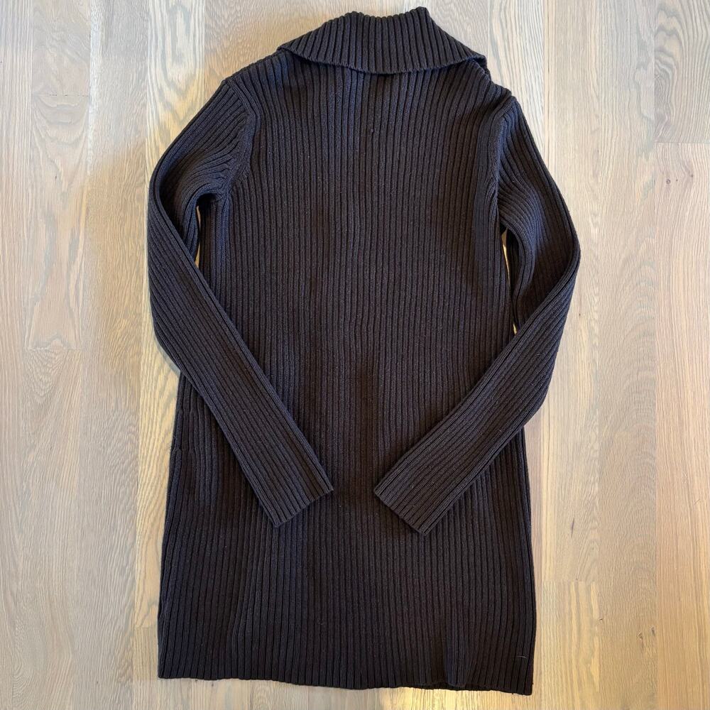 VTG Y2K Jones New York Heavy Long Cardigan Sweater Duster Brown Womens Large - Picture 4 of 7